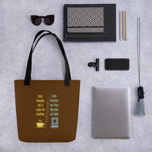 Load image into Gallery viewer, Stylish Tote Bag B Brown 2sides | Words & coffee